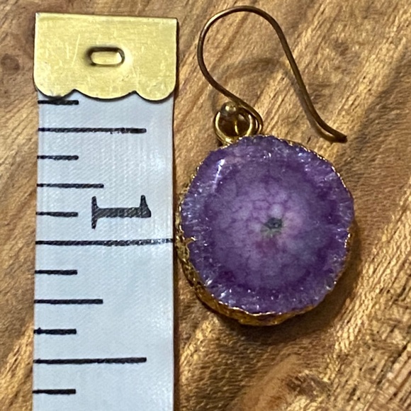 Gold foiled purple agate earrings - Picture 9 of 9